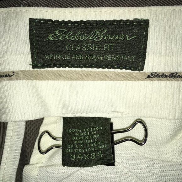 Eddie Bauer Dress Pants Brown Flat Front Classic Fit 34x34 - Picture 8 of 9